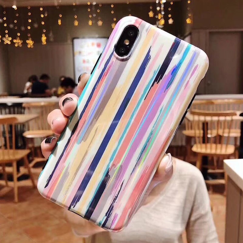 Compatible with Apple, Colorful Rainbow Case For iPhone XS Max XR X IMD Silicone Phone Cases For iPhone 7 6 6s 8 Plus Soft TPU Back Cover Coque Compatible with Apple, Colorful Rainbow Case For iPhone XS Max XR X IMD Silicone Phone Cases For iPhone 7 6 6s 8 Plus Soft TPU Back Cover Coque